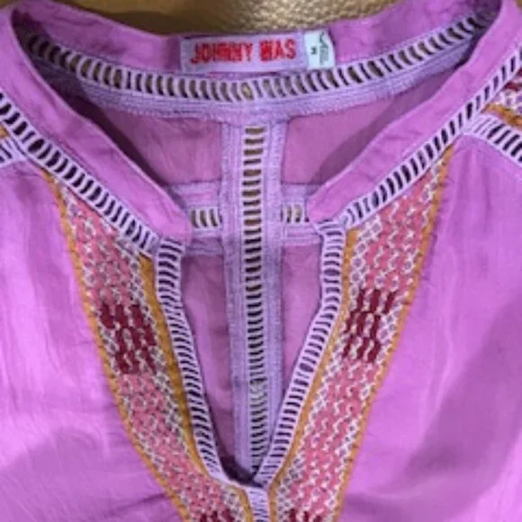 Johnny Was Stunning Embroidered Top Sz MED Purple - Picture 5 of 13